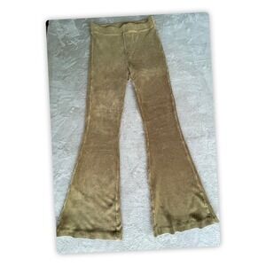 Aerie Corduroy Look Velvet Flare Pants Womens Large Brown Stretch Boho